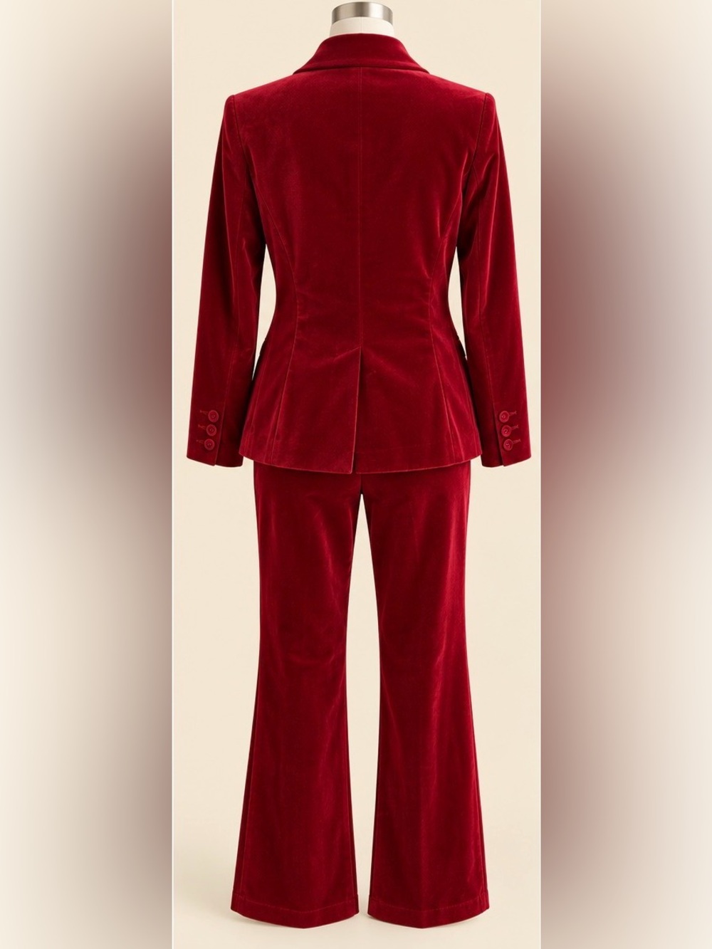CAbi Ford Red Velvet Suit Set XS 2 Jacket Trouser Holiday Party - Picture 3 of 15